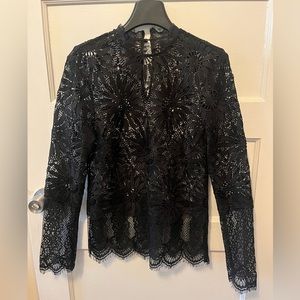 Crochet/lace long-sleeve top, black, Marks & Spencer UK